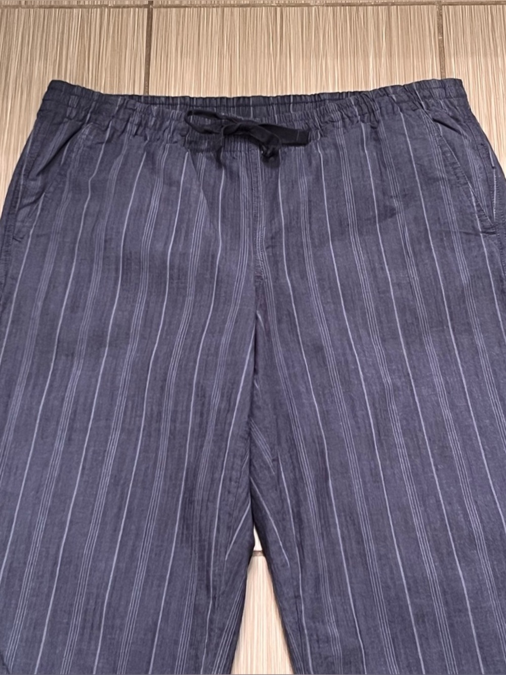 LL Bean Favorite Fit Pants cotton striped navy - Picture 7 of 14
